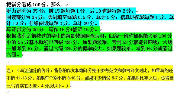 六级分数怎么算出来的,六级评分标准对照表426分