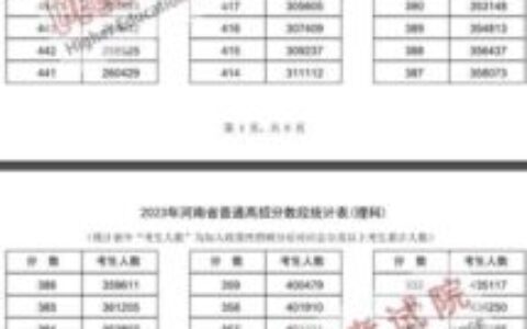 河南一分一段表2024(河南高考位次表)