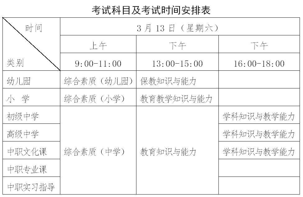 广西教师资格证考试时间