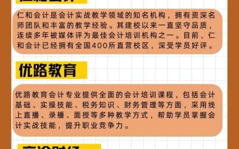 会计培训机构排名前十(仁和会计培训机构怎么样)