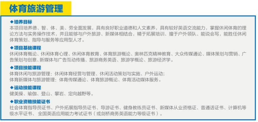 广东外语外贸大学体育旅游管理专业招生简章